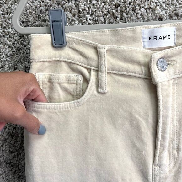 Frame Pants Women’s 28 Ivory Cream Velveteen Le High Flare - Picture 3 of 9